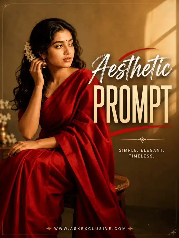 Aesthetic prompt guide cover with a cinematic portrait example