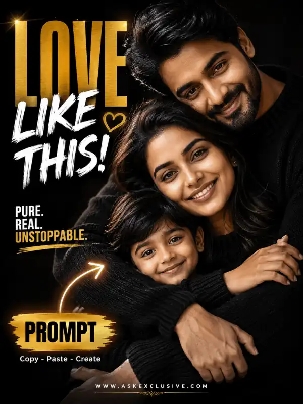 Family portrait AI prompt example with a warm natural setting