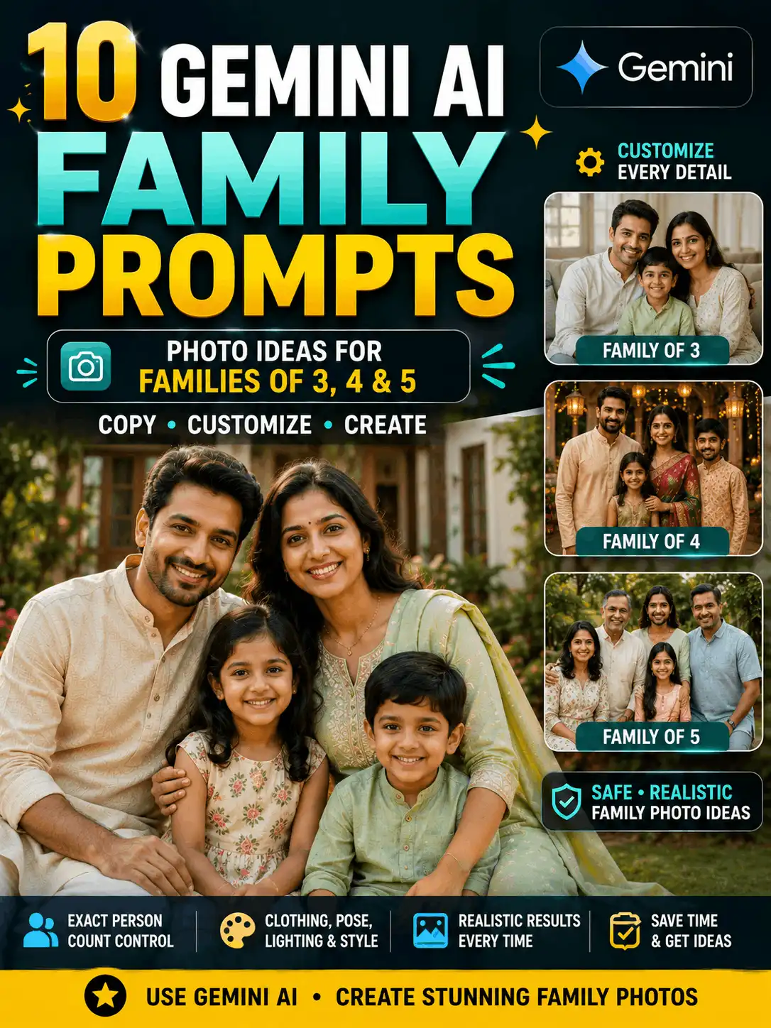 AI-generated Indian family of four created using a customizable family prompt for Gemini AI