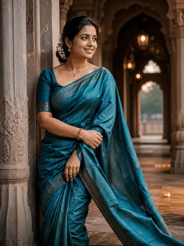 AI-generated traditional Indian adult portrait created from the displayed prompt